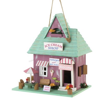 9" Ice Cream Shop Wood Birdhouse Purple - Zingz & Thingz
