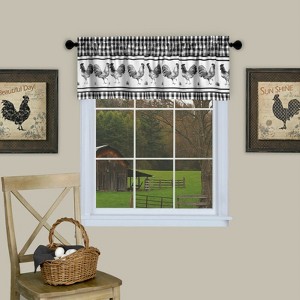 Kate Aurora Lightweight Plaid Country Farmhouse Rooster Window Rod Pocket Curtain Valance - 1 of 1
