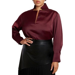 ELOQUII Deconstructed Neckline Blouse - 1 of 4