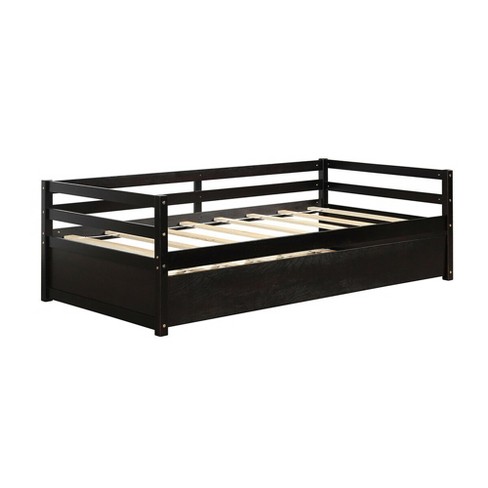 Costway Twin Size Trundle Daybed Wooden Slat Support Mattress Platform ...