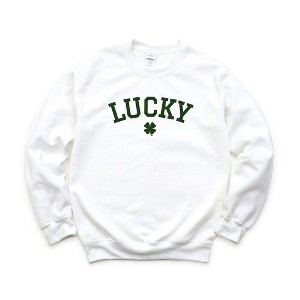 Simply Sage Market Women's Graphic Sweatshirt Lucky Varsity Clover St. Patrick's Day - 1 of 3
