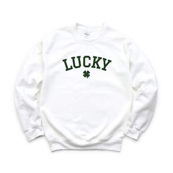 Simply Sage Market Women's Graphic Sweatshirt Lucky Varsity Clover St. Patrick's Day