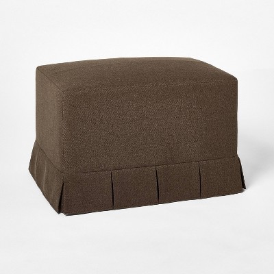 Box Pleat Upholstered Ottoman Brown - Threshold™ designed with Studio McGee