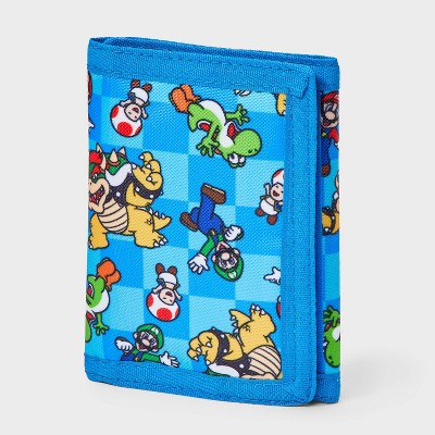 Boys' Mario Wallet - Blue: Super Mario Trifold, Polyester, Fictitious Character Design