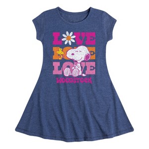 Girls' - Peanuts - Love Woodstock Fit & Flair Cap Sleeve Dress - 1 of 4