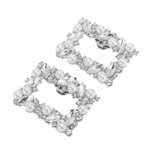 Unique Bargains Pearl Square Detachable Clip Style Shoe Accessories 2 Pcs - 1 of 4