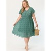 Agnes Orinda Women's Stylish Plus Size Trendy Smocked Waist A-Line Flowy Midi Sundresses - 3 of 4