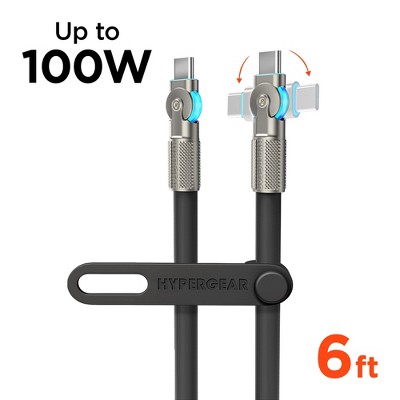 Chunky180° 6ft USB-C to USB-C Cable | 100W Fast Charging, Extra-Thick, Rotating Tips