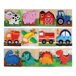 Master Pieces Puzzles Chunky Wooden Puzzles – Set of 12 (6" x 6") - 1 of 4