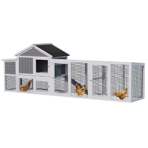 Gulches Gray Wooden Chicken Coop Outdoor Hen House with Run Waterproof Roof Anti-UV Panel Nesting Box Secure Lock 1 Piece 113 Inch - 1 of 4
