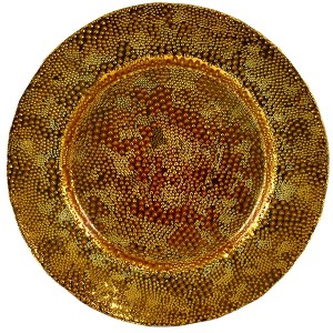 Essential Decor & Beyond 13.2" Modern Glam Glass Charger in Gold Set of 4 - 1 of 4