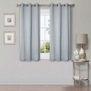 Classic Modern Solid Room Darkening Semi-Blackout Curtains, Grommets, Set of 2 by Blue Nile Mills - 1 of 4