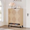 ORRD Modern 6-Tier Shoe Cabinet with Push-Open Geometric Doors, Adjustable Entryway Storage Organizer in Natural Finish - 3 of 4