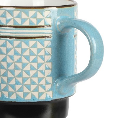 Primevalley Blue and White Ceramic Stackable Mug Set