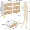 Zstar Bedroom Rattan Six Drawer Dresser, White - 2 of 4