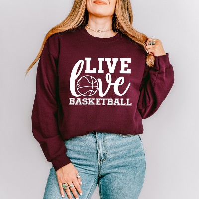 Simply Sage Market Women's Graphic Sweatshirt Live Love Basketball