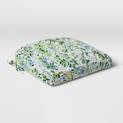 Sammamish Floral Rounded Outdoor Seat Cushion DuraSeason Fabric™ Blue/Green - Threshold™