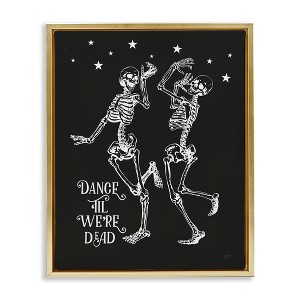Stupell Industries Dance 'Til We're Dead Skeletons Floating Frame Canvas Art - 1 of 4