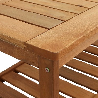 Sunnydaze Meranti Wood Teak Oil Finish Outdoor Coffee Table