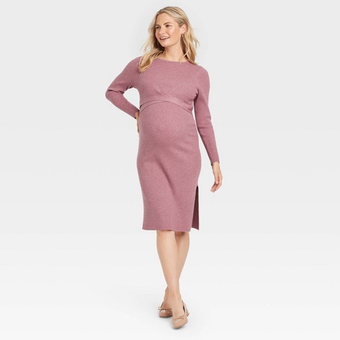 Long Sleeve Mini Maternity Wrap Sweater Dress Isabel Maternity By Ingrid Isabel Mauve Xs Target