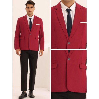 Мужские куртки INSPIRE CHIC Men's Singled Breasted One Button Business Sports Coats Burgundy Small — фото 4