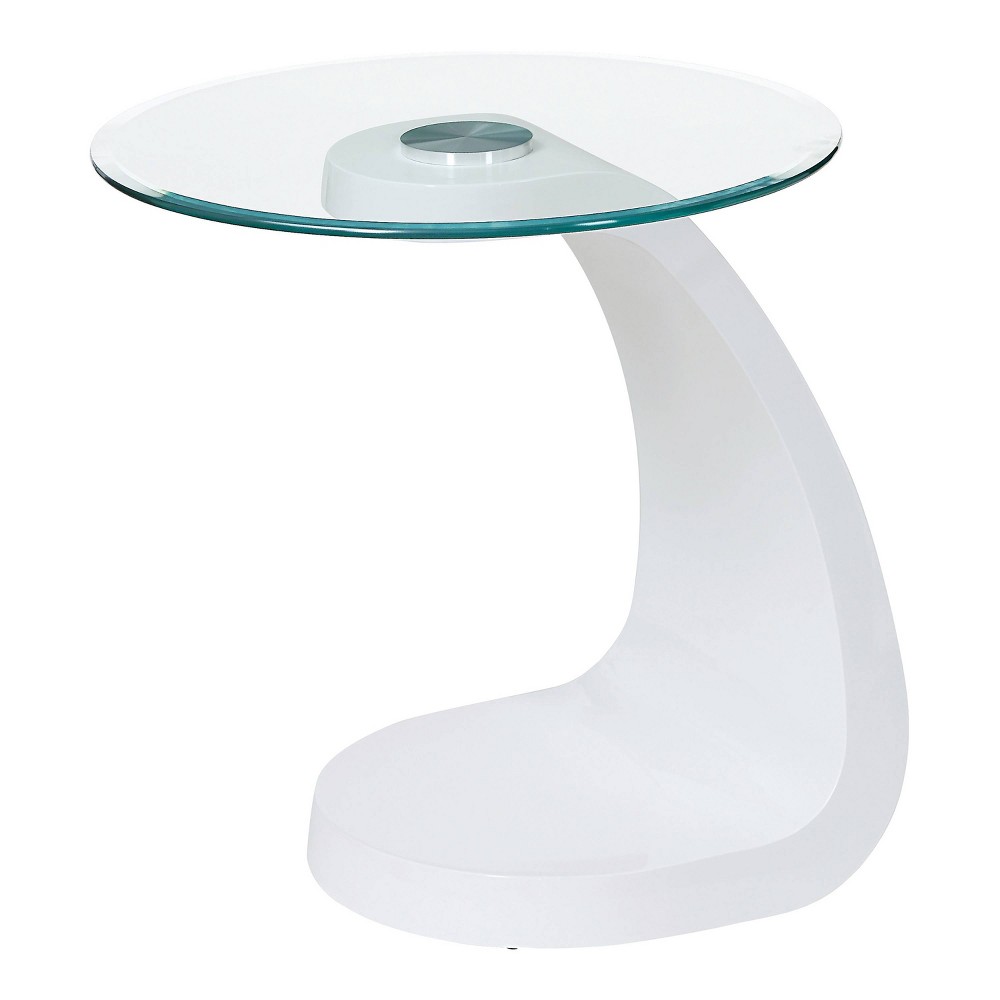 Photos - Coffee Table Gummerton Glass Top End Table White High Gloss - miBasics