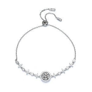 HONGGE Starlit Halo Adjustable Moissanite Bracelet – S925 Sterling Silver, Electroplated White Gold - 1 of 4