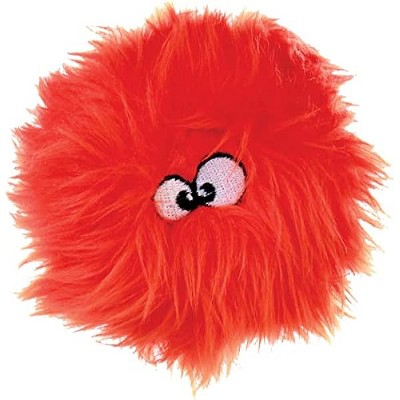 goDog Just For Me Furballz Squeaky Plush Ball Dog Toy, Chew Guard Technology - Orange, Mini