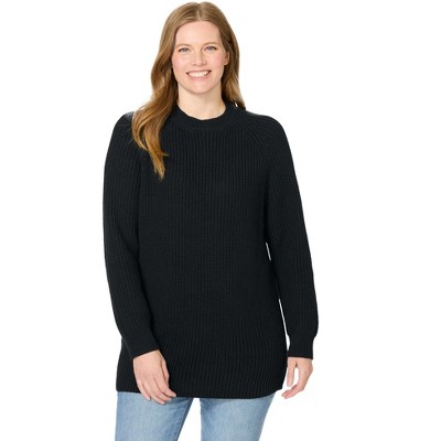 Woman Within Plus Size Shaker Crewneck Pullover