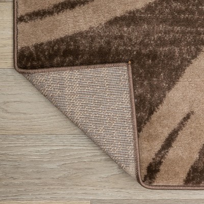 Brown Abstract Synthetic Easy Care Runner Rug 2'x7'2"