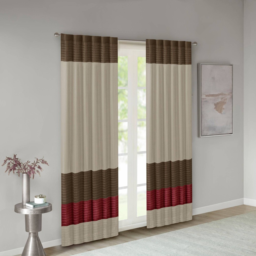 Photos - Curtains & Drapes 84"x50" Salem Polyoni Pintuck Light Filtering Window Curtain Panel Red - M