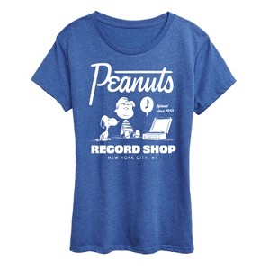 Women's - Peanuts - Schroeder and Snoopy Record Shop New York City Short Sleeve Graphic T-Shirt - 1 of 4