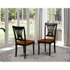 East West Furniture,Plainville Kitchen dining Chair with Wood Seat - Black & Cherry Finish., Set of 2 - 2 of 3