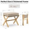 Bamboo folding footstool with bamboo X-legs and seat cushion, suitable for bedroom and living room use - 3 of 4