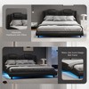 CAVINAS Modern Queen Size Bed Frame, Faux Leather Upholstered Platform Bed Frame with LED Light and Adjustable Headboard - 2 of 4