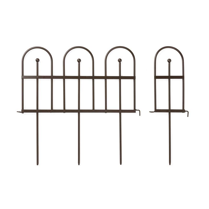 Plow & Hearth - Pewter Wrought Iron Fence - Outdoor Garden Edging with Decorative Design, 3 of 12