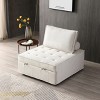 Versatile Linen Fabric Sofa Bed w/Removable Backrest&Solid Wood Frame,Convertible Lazy Sofa,Ottoman & Single Bed,Easy Assembly - 2 of 4