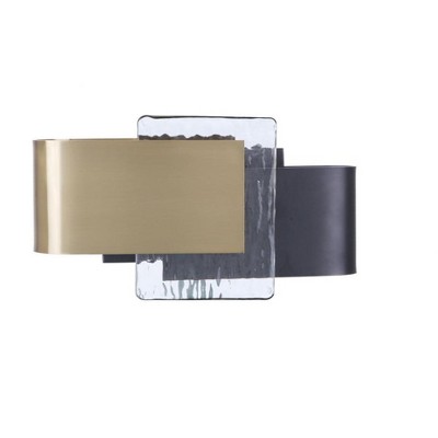 Harmony Flat Black and Satin Brass LED Wall Sconce
