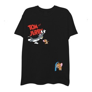 Mens Tom & Jerry Battle Shirt - Classic Hanna-Barbera Tee - Vintage 80s 90s Cartoon Chase T-Shirt - 1 of 4