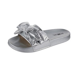 Roxoni Women’s Metallic Bow Slide Sandals – Stylish, Comfortable & Non-Skid Slip-Ons - 1 of 4