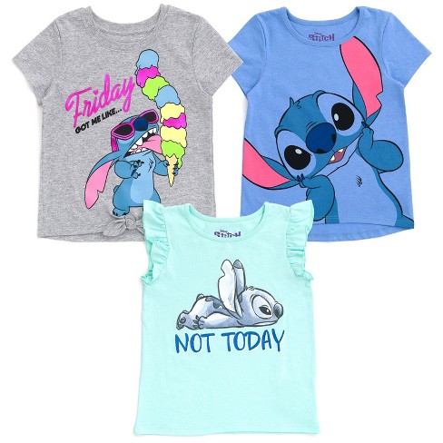 Disney Lilo & Stitch Little Girls 3 Pack T-shirts Gray / Blue 4 : Target