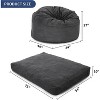 Bean Bag Chair Bed, Convertible Giant Corduroy Beanbag Chair to Mattress, Large Floor Sofa Couch Bed, Comfy Foam Filling with Washable Cover - 3 of 4