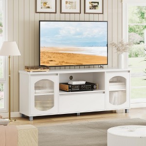 Modern TV Stand for 65 Inch TV, TV Cabinet with Fluted Glass Door and Open Shelve - 1 of 4