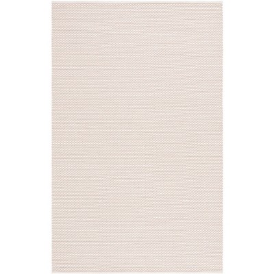 Ivory Flat Woven Round Wool Area Rug, 8' x 10'