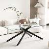 Dolonm 47.2" Rectangular Tempered Glass Coffee Table with Black Metal Legs, Modern Living Room Center Table - 3 of 4