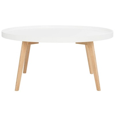 Sage Round Coffee Table - White / Oak - Safavieh