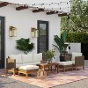 Outsunny Cushioned Patio Furniture Set, 5 PCs Wooden Frame PE Rattan Conversation Set, Cream White - 3 of 4