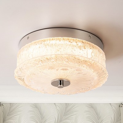 Rennnsan Thoryn 10"W Drum Glass Modern LED Dimmable Flush Mount in Silver