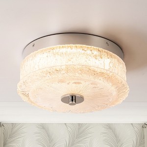 Rennnsan Thoryn 10"W Drum Glass Modern LED Dimmable Flush Mount in Silver - 1 of 4