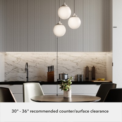 Hepburn Brushed Nickel 3-Light Globe Pendant with White Glass
